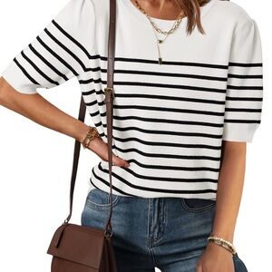 Classic Black and White Striped Women's Tee
